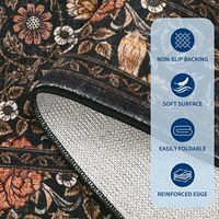 Tapis vintage floral bohème résistant aux taches, extra large, brun foncé, lavable, antidérapant, pour dortoir, chambre d'enfant, décoration de la maison