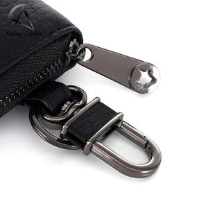 Porte-clés de voiture Andong pour homme et femme, en cuir de vache véritable, avec poche zippée - Product Image 4