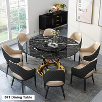 Ensemble de table à manger italienne haut de gamme 5 pièces en acier inoxydable avec dessus en marbre