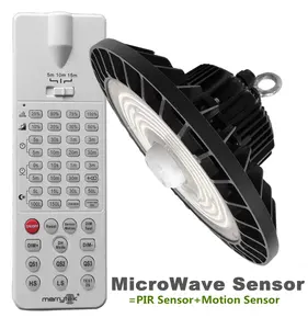 Ip65 IP66 lampu sensor gerak luar ruangan 150watt 200watt lampu gudang ufo lokasi lembab tahan air dengan sensor Microwave 12v DC