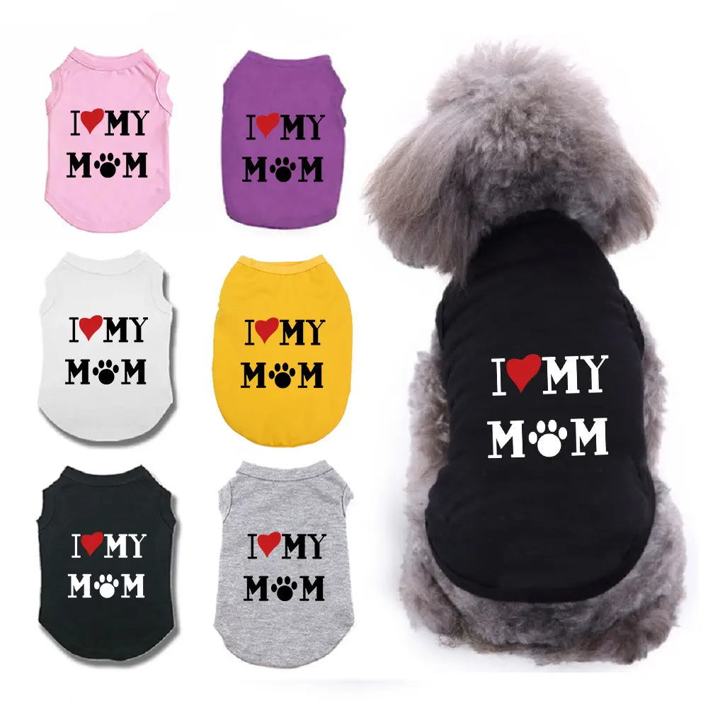 XS ~ 5XL all'ingrosso I love my MoM shirt vest per cani di taglia piccola e media