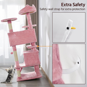 Memanjat gores menara Sisal pohon menara Kondominium bermain hewan peliharaan tiang cakar kucing furnitur besar kayu rumah kucing - Product Image 3