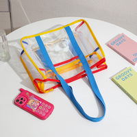 Transparent PVC dames grande capacité luxe sac fourre-tout femmes épissage épaule sac à main mode Design Simple pour l'été
