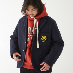 แจ็กเก็ตกันลมลำลองแนววินเทจกระดุมแถวเดียวปักหนังสำหรับฤดูหนาว - Product Image 1