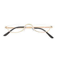 Gafas de Lectura de Metal con Media Montura de Diseño Italiano, Ligeras y Cómodas, Lentes HD con Protección Anti-Luz Azul para Uso Diario