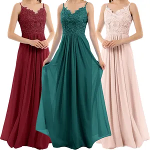Femme dame été bal chic formel quinceanera élégant <span class=keywords><strong>Vintage</strong></span> dentelle soirée <span class=keywords><strong>demoiselle</strong></span> <span class=keywords><strong>d</strong></span>'<span class=keywords><strong>honneur</strong></span> mariage longues robes - Product Image 1