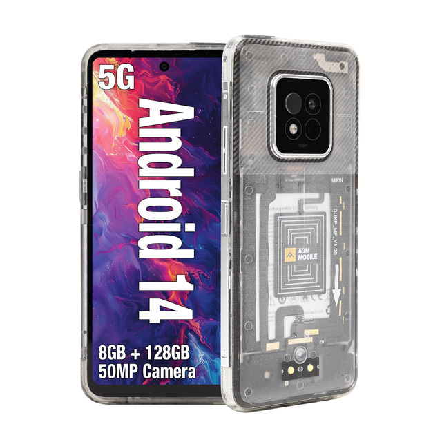 AGM X6 Phantom Waterproof IP68 Temperature Sensor Android 14 5000mAh 8GB+128GB NFC 50MP Camera 5G Rugged Smartphone