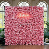 Mur de fleurs artificielles en soie 3D/5D fait main, romantique et rêveur, 8x8 pieds, pour mariage, Noël, Saint-Valentin