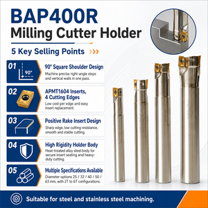 BAP400R fraise en bout porte-outil outils métal APMT1604 carbure insérer tonnelle à Angle droit fin fraise support CNC outils de fraisage - Product Image 3