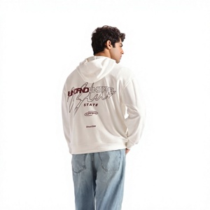 Sudadera con Capucha Extra Grande para Hombre, Blanca, de Algodón, con Estampado en la Espalda, Informal, para Otoño - Product Image 1