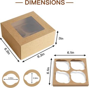 Scatole per Biscotti da Forno <span class=keywords><strong>con</strong></span> Finestra, Scatole in Carta Kraft per Cupcake, Dolci e Prodotti da Forno - Product Image 3