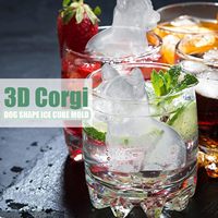 YDS Corgi Dog Silicone Fun Formes 3D Moule à glaçons Plateau à glaçons avec entonnoir pour cocktails, bourbon, brandy, cadeaux de whisky