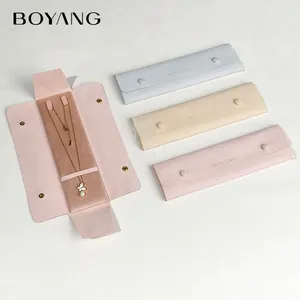 Boyang Logo personalizzato di lusso in microfibra collana orecchino anello sacchetto di stoccaggio gioielli Organizer custodia