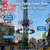Tour de manège commercial Sky Flyer pour fêtes foraines, 12/24 places, chaises volantes rotatives en altitude