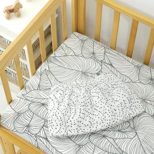 Tùy Chỉnh In Gots Cotton Hữu Cơ Vải Muslin Jersey Comforter Bộ Cũi Em Bé Được Trang Bị Bộ Đồ Giường Tấm