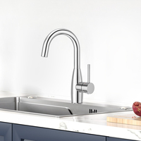 Robinet de cuisine de haute qualité à levier unique en acier inoxydable 304 avec finition chromée, monté sur le plan de travail, avec noyau de valve en céramique