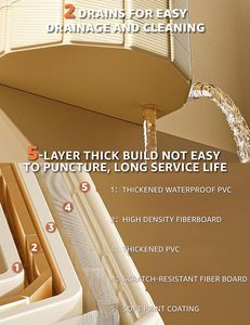 <span class=keywords><strong>Baignoire</strong></span> <span class=keywords><strong>pliable</strong></span> portable 47"Lx22"lxlx20"H blanche |   Isolation en polyvinylechlorure à 5 couches de conception moderne, métal renforcé pour immersion - Product Image 4