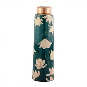 Botella de Agua de Cobre Puro con Diseño Floral y Tapa de Cobre, Portátil para Viajes - Product Image 1