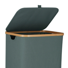 Bamboo Large <b>Laundry</b> Hamper with Lip and Detachable <b>Laundry</b> Bags, Dirty Clothes <b>Basket</b> with Lid & Handles, <b>Collapsible</b> <b>Laundry</b> - Product Image 2