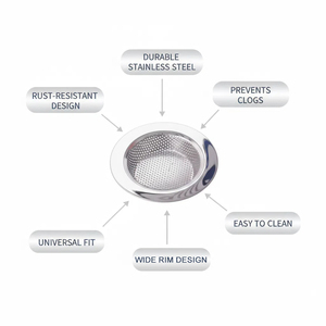 Filtro per Lavello da <span class=keywords><strong>Cucina</strong></span> in Acciaio Inox 72mm, Design Anti-Intasamento ad Alta Permeabilità, Ecologico - Product Image 4