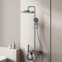 Ensemble de robinetterie de douche et de baignoire à 4 fonctions avec barre coulissante, finition huilée, acier inoxydable, jet pour hôtel, appartement