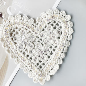แผ่นปะติดโครเชต์งานทำมือแผ่นปักลูกไม้รูปหัวใจและหยดน้ำตาสำหรับเสื้อผ้าเสื้อถักไหมพรมงานฝีมือแบบ DIY - Product Image 3