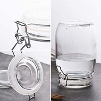 Bocaux de conservation en verre transparent de 500 ml à 3000 ml avec couvercle à clip, ronds et carrés, avec anse métallique, pour cornichons, céréales et bonbons