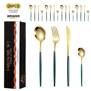 Stainless Steel Cutlery Set 20Pcs Gold <b>Red</b> Handle Tableware Dinnerware <b>Gift</b> <b>Box</b> Durable Western Style Fork Spoon Knife Set - Product Image 5