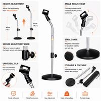 Support de microphone de bureau réglable IB-30A avec base ronde lourde pour conférences, scène et studio d'enregistrement