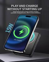 Chargeur portable magnétique en alliage d'aluminium, mini, étanche, 2-en-1, chargeur rapide, support de batterie semi-solide, charge sans fil 15W/20W