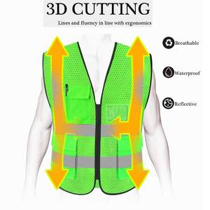 Haute visibilité Orange Logo personnalisé gilet de sécurité réfléchissant poche multifonctionnelle fermeture éclair ANSI classe 1 certifié EN 20471 pour - Product Image 2