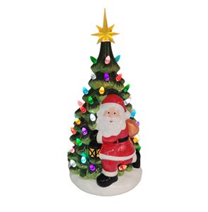 China de fábrica de alta calidad de único artificial cerámica verde iluminado Mesa iluminado árbol de Navidad decoración del hogar - Product Image 1