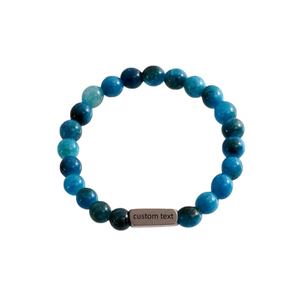 Bracelet en perles de <span class=keywords><strong>pierre</strong></span> naturelle gravées en acier inoxydable personnalisé avec <span class=keywords><strong>nom</strong></span> gravé au laser Bracelet de pierres précieuses pour un usage quotidien Vente en gros - Product Image 3