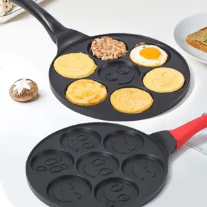 Rekabetçi fiyat gülen Pancake Pan 7 delik alüminyum alaşımlı yumurta kızartma tavası kahvaltı