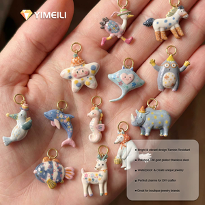Breloques en acier inoxydable YML&Cute en forme d'animaux, résistantes <span class=keywords><strong>à</strong></span> l'eau, étoile de mer, <span class=keywords><strong>dauphin</strong></span> et faon, accessoires de bijoux DIY - Product Image 1
