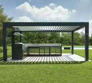 Zosi — pergola murale de jardin motorisé moderne en aluminium, jouet d'extérieur imperméable avec des arcs muraux en métal, de taille 4x3, fabriqué en chine - Product Image 1