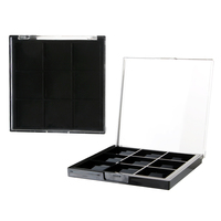Palette de maquillage vide à 9 compartiments en plastique ABS transparent avec couvercle, pour vente en gros OEM ODM