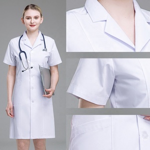 Giacca da uomo donna Unisex manica corta da medico scuola medica uniforme professionale <span class=keywords><strong>camice</strong></span> <span class=keywords><strong>bianco</strong></span> da laboratorio con 3 tasche - Product Image 6