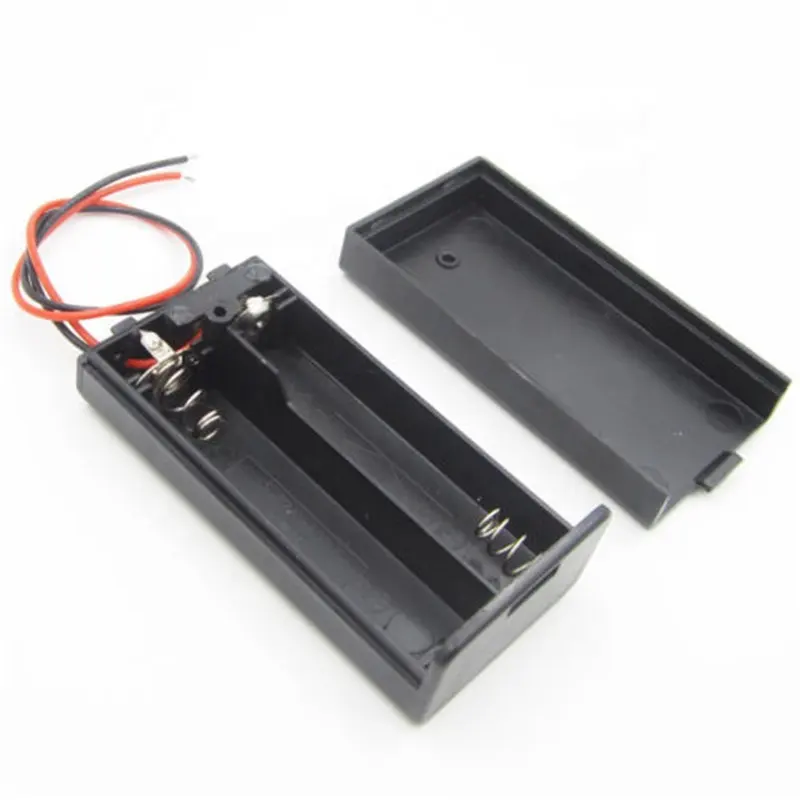 Kotak Wadah Sel Baterai 3V Double Double 2 AA, Kompartemen Sarung Ponsel dengan Saklar On/Off dan Pemegang Kotak Penutup