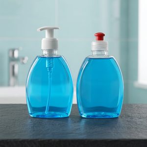 Botella Ovalada de Plástico con Tapa de Rosca y Bomba Dosificadora para Envasado de Líquidos 300ml - Product Image 3