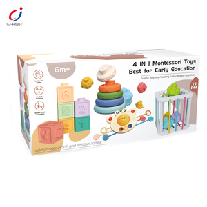 Chengji Baby Montessori Learning <strong>Toy</strong> Colorful Soft Rubber 4in1 Sensory <strong>Toy</strong> Set Stackable Blocks Sensory Training Children's <strong>Toy</strong> - Product Image 5