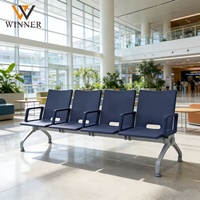 Nouvelles chaises populaires à 3 places pour salles d'attente aéroportuaires, hôpitaux, parcs, extérieur, en alliage d'aluminium et PU, avec accoudoirs, usage commercial