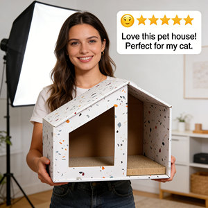 Maisonnette en <span class=keywords><strong>carton</strong></span> pour <span class=keywords><strong>chat</strong></span> avec griffoir, <span class=keywords><strong>abri</strong></span> pliable et durable pour <span class=keywords><strong>chat</strong></span> pour usage intérieur - Product Image 2