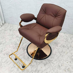 Brown Small Gold Stainless Steel Base Barber <b>Chair</b> Customizable Color LOGO Salon <b>Chair</b> for Barber Shop - Product Image 3