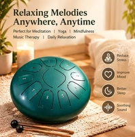 Tambour à langue en acier de 10 pouces, 11 notes, en acier au carbone, instrument de percussion avec sac de transport et maillets pour la méditation et le yoga
