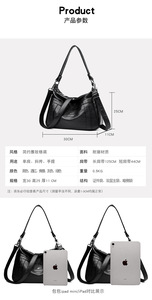 กระเป๋าถือมีคลาสพร้อมกระเป๋าถือขนาดใหญ่เรียบง่ายกระเป๋าถือแฟชั่นใหม่สำหรับผู้หญิงกระเป๋าถือ PU กระเป๋าสะพายไหล่กระเป๋าแมสเซนเจอร์ - Product Image 3