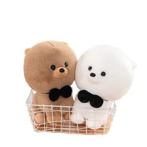 Nhà Máy Giá 23Cm Đáng Yêu Sống Động Như Thật Tuyết Trắng Nâu Puppy Bichon Frise Plush Dog Đồ Chơi