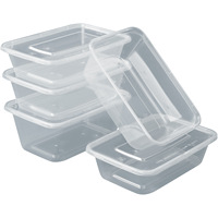 Boîte à lunch jetable en plastique PP avec couvercle, étanche et résistante à l'huile, compatible micro-ondes, réutilisable, pour le bureau et les plats à emporter