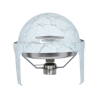 Chauffe-plat rond ORIX 6L avec couvercle roulant, alimenté à l'alcool, en acier inoxydable, pour la restauration commerciale