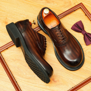 Chaussures Oxford Derby Décontractées Haut de Gamme Rétro à Semelle Souple Respirantes Confortables Formelles en Cuir Imperméables pour l'Automne - Product Image 3